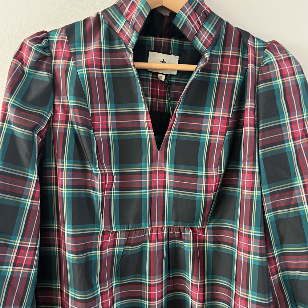 Tuckernuck Palmerston mini dress ladies size xs highland tartan plaid red black - Picture 3 of 11